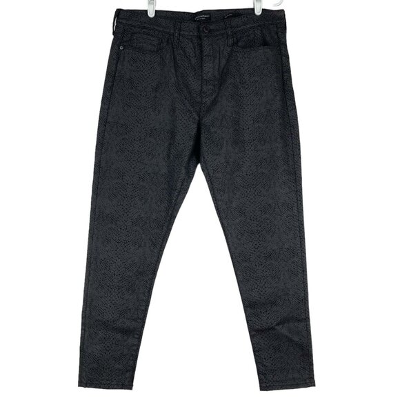 Banana Republic Women Black Pants Size 32R Phyton Print Skinny Mid Rise Stretch - Picture 3 of 10
